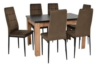 6 x tapicerowane krzesła loft + duży stół 160/200