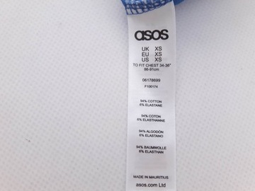 ASOS asymetryczna KOSZULKA bawełniana BLUE _ XS