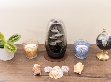 КЕРАМИЧЕСКИЙ АРОМАТИЧЕСКИЙ КАМИН ВОДОПАД БЛАГОВОНИЯ ОБРАТНЫЙ ПОТОК ФИТИЛИ АРОМАТЕРАПИЯ