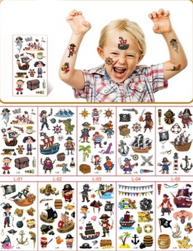 TATUAŻE ZMYWALNE DLA DZIECI 10 ARKUSZY różne wzory