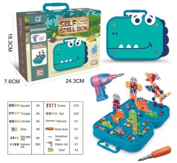 3D конструкторы для скручивания в чемодане, отвертка, пазл Динозавр