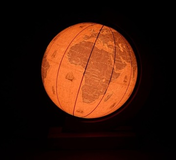 GLOBUS ŻAGLOWCE 32cm PODŚWIETLANY OPRAWA DREWNIANA