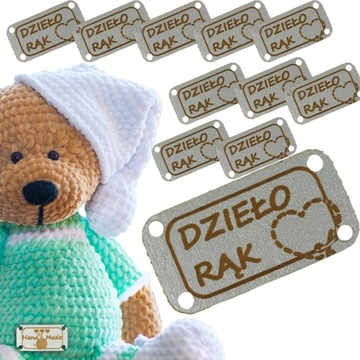 10X HANDMADE SKÓRZANE NASZYWKI METKI RĘKODZIEŁO