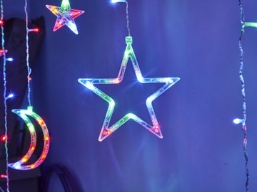 Светодиодные светильники для штор луна звезды 2,5м 138LED многоцветные