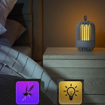 Электрическая мухоловка, тихая УФ-лампа для использования в помещении и на открытом воздухе, подключенная к серому цвету