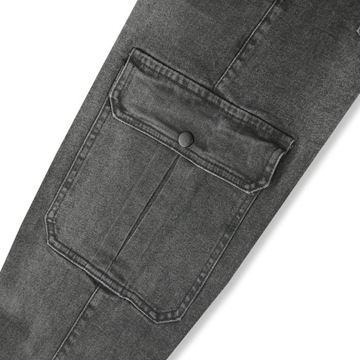 Męskie SPODNIE JOGGERY BOJÓWKI CZARNE jeans 007 XL