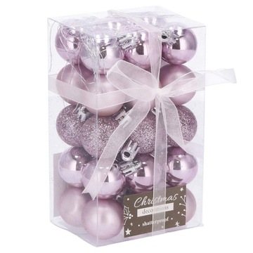 РОЖДЕСТВЕНСКИЕ ШАРЫ РОЗОВЫЕ ЕЛКА ПОДАРОЧНЫЕ 30шт 3см