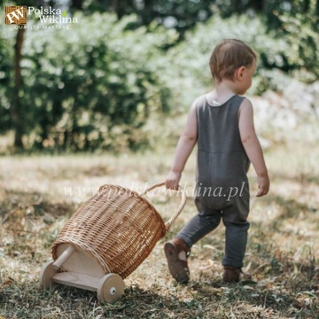 Плетеная корзина для игрушек, натуральная коляска + кисточки.