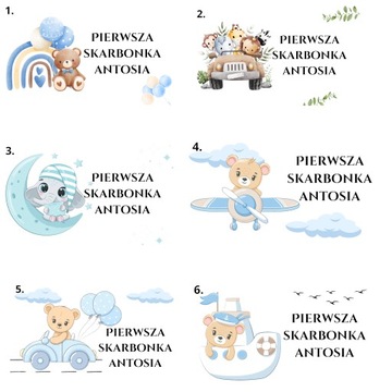 Skarbonka z grafiką, duża PIERWSZA SKARBONKA imię prezent CHRZEST