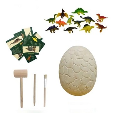 НАБОР МАЛЕНЬКОГО АРХЕОЛОГА XXL ЯЙЦО С ДИНОЗАВРАМИ + ДЕРЕВЯННЫЕ ИНСТРУМЕНТЫ