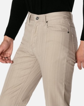 Spodnie Męskie 100% Bawełniane z Klasyczną Prostą Nogawką Beżowe LY105 W38