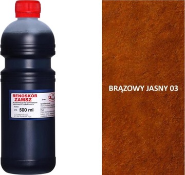 JASNY BRĄZ 03 BRĄZOWY RENOSKÓR FARBA WILBRA LAKIER DO SKÓRY ALCANTARY 500ml