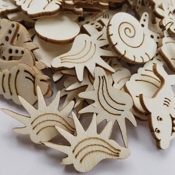 50 SZTUK KARTONOWE DREWNIANE ELEMENTY ZWIERZĘTA MORSKICH RZEŹBY RZEMIOSŁO ZDOBIEŃ WO