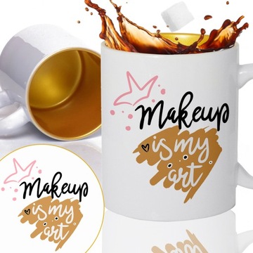 Kubek Złoty Na Prezent MAKE UP IS MY ART Wzory
