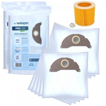 10x WORKI+FILTR PAPIEROWY DO KARCHER MV2 WD2 A2054