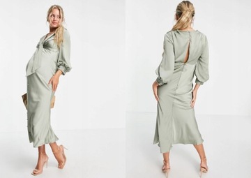 7e6e1 DESIGN MATERNITY SATYNOWA SUKIENKA MIDI XXL