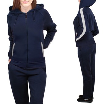 Ciepły DAMSKI dres ROZPINANY dresy PLUS SIZE 943 granat 40/42