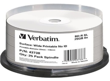 25x Płyta Verbatim BD-R 25GB BLU-RAY PRINTABLE 25