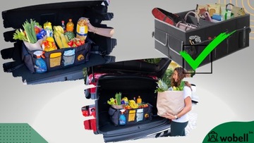 TORBA ORGANIZER BAGAŻNIKA SAMOCHODU USZTYWNIANA XL 3 KOMORY SKŁADANY WOBELL