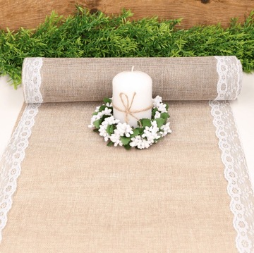 Джутовая дорожка для стола, свадьба, причастие, кружево, 35х450см