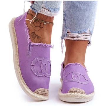 Fioletowe Tkanina Buty Damskie Espadryle r.37