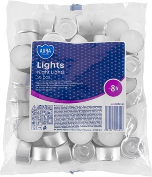 Świeczki Podgrzewacze Bezwonne 8h Bispol Aura p30-50 TEALIGHT - 50 sztuk