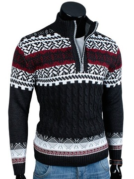 SWETER Wzór NORWESKI N67 Antracyt___M___POLSKA