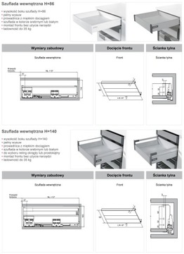 Ящик COMFORT BOX REJS H-204 L-400 с плавным закрыванием БЕЛАЯ ПРЯМОУГОЛЬНАЯ РЕЙКА