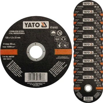 TARCZA DO CIĘCIA STALI NIERDZEWNEJ 125x1.2 -10 SZT