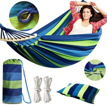 DUŻY HAMAK 2-OSOBOWY MOCNY XXXL 290x150 TORBA + PODUSZKA JAKOŚĆ PAŁĄK 60 CM