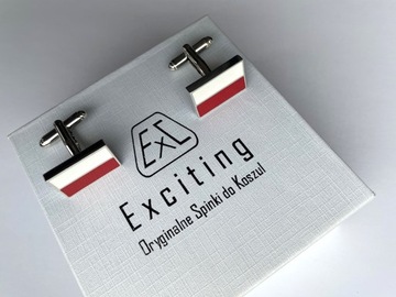 Srebrne spinki do mankietów EXC Polska Narodowa Flaga dla patrioty Etui SR.