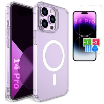 ETUI MAGNETYCZNE do Magsafe SHOCK WZMACNIANE do IPHONE 14 PRO + SZKŁO 9H