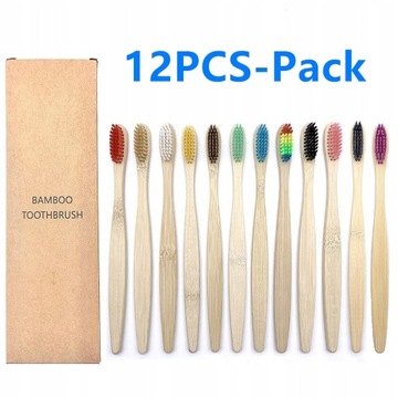 10/12PCS Colorful Toothbrush Natural Bamboo T
