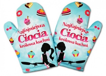 2 RĘKAWICE KUCHENNE NAJFAJNIEJSZA CIOCIA KRÓLOWA..