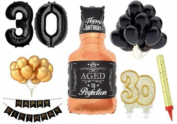 ZESTAW BALONÓW NA 30-TKĘ 30 URODZINY 30-TKA WHISKY