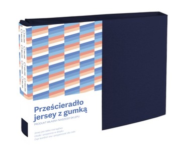 PRZEŚCIERADŁO JERSEY GRANATOWE BAWEŁNIANE 140X200 GĘSTE Z GUMKĄ MATOWE