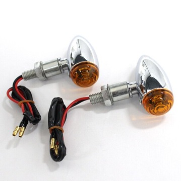 2x Sygnalizacja Kierunkowskazy Chromowane Bullet Retro 12V Uniwersalne