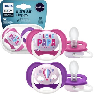 Соска AVENT СИЛИКОНОВАЯ СИММЕТРИЧНАЯ ОРТОДОНТИЧЕСКАЯ ULTRA AIR 6-18 HAPPY