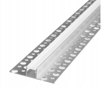 СЕРЕБРЯНЫЙ АЛЮМИНИЕВЫЙ ПРОФИЛЬ для светодиодных лент под штукатурку ПЛИТКА + ЛАМПА 1м