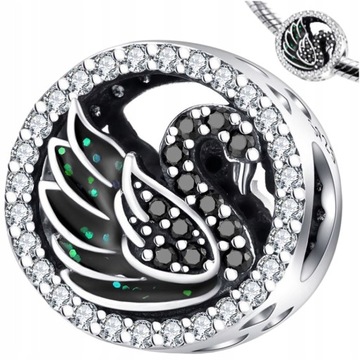 CHARMS ŁABĘDŹ srebro 925 ptak koralik zawieszka charms z cyrkoniami pr 925