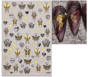 Naklejki na Paznokcie 3D ZŁOTE MOTYLE ozdoby R43