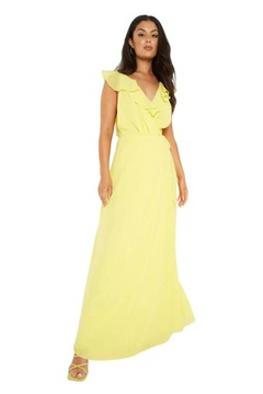 Boohoo żółta szyfonowa suknia maxi dla druhny 38