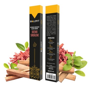 Naturalne Kadzidełka zapachowe Drzewo Sandałowe Bilovit 40 g