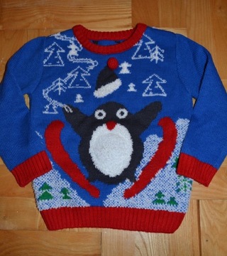 158_ ŚWIĄTECZNY SWETER śmieszny 2/3 lat-92/98 cm