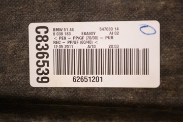 BMW 5 F10 520D 2011 RHD ZADNÍ POLIČKA KUFRU PANEL KRYTU NÁKLAD 8038
