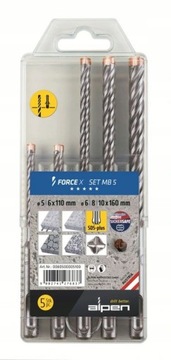 Alpen FORCE X SDS 5szt Zestaw Wiertła do betonu