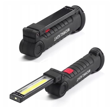 МОЩНАЯ СВЕТОДИОДНАЯ ЛАМПА ДЛЯ МАСТЕРСКИХ, МАГНИТНЫЙ КРЮЧОК, ПЕРЕЗАРЯЖАЕМЫЙ USB 5 В 1