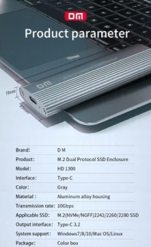 Твердотельный накопитель M.2 NVME/NGFF с двумя отсеками для дисков USB-C3.2