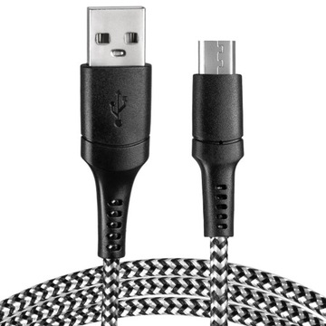 Kabel USB micro USB czarno-biały 1m VA0150 VAYOX