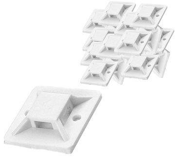 ORNO Samoprzylepny Mocowanie Uchwyt Opaski Kablowej 30x30mm Biały 50 szt
